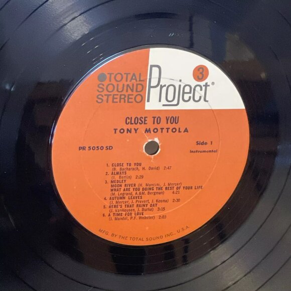 Tony Mottola Close To You (Vinyl, 1970) Project 3 Total Sound PR 5050 SD VG+ LP - Picture 8 of 10